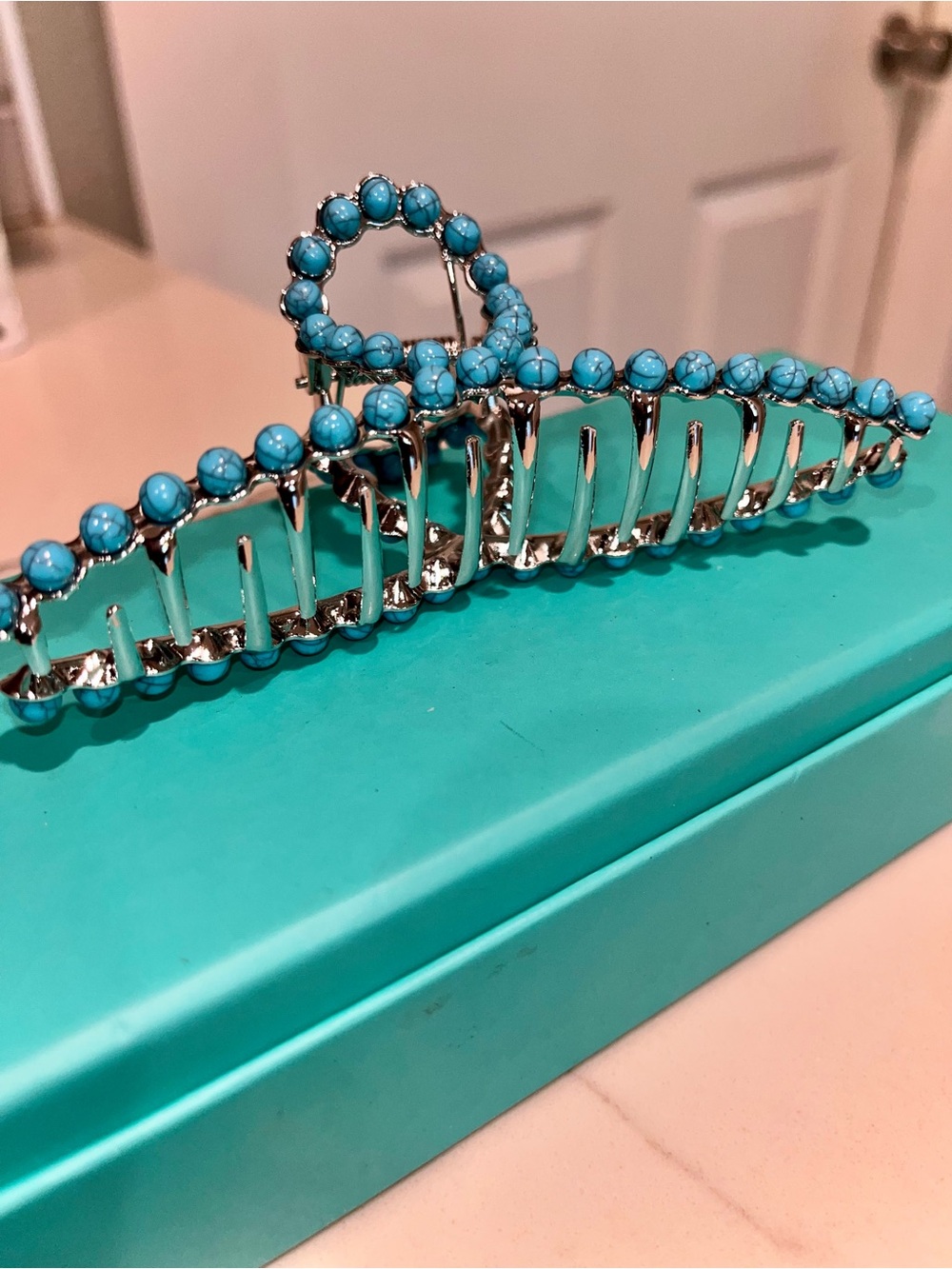Turquoise Beaded Hair Claw Clip for Women